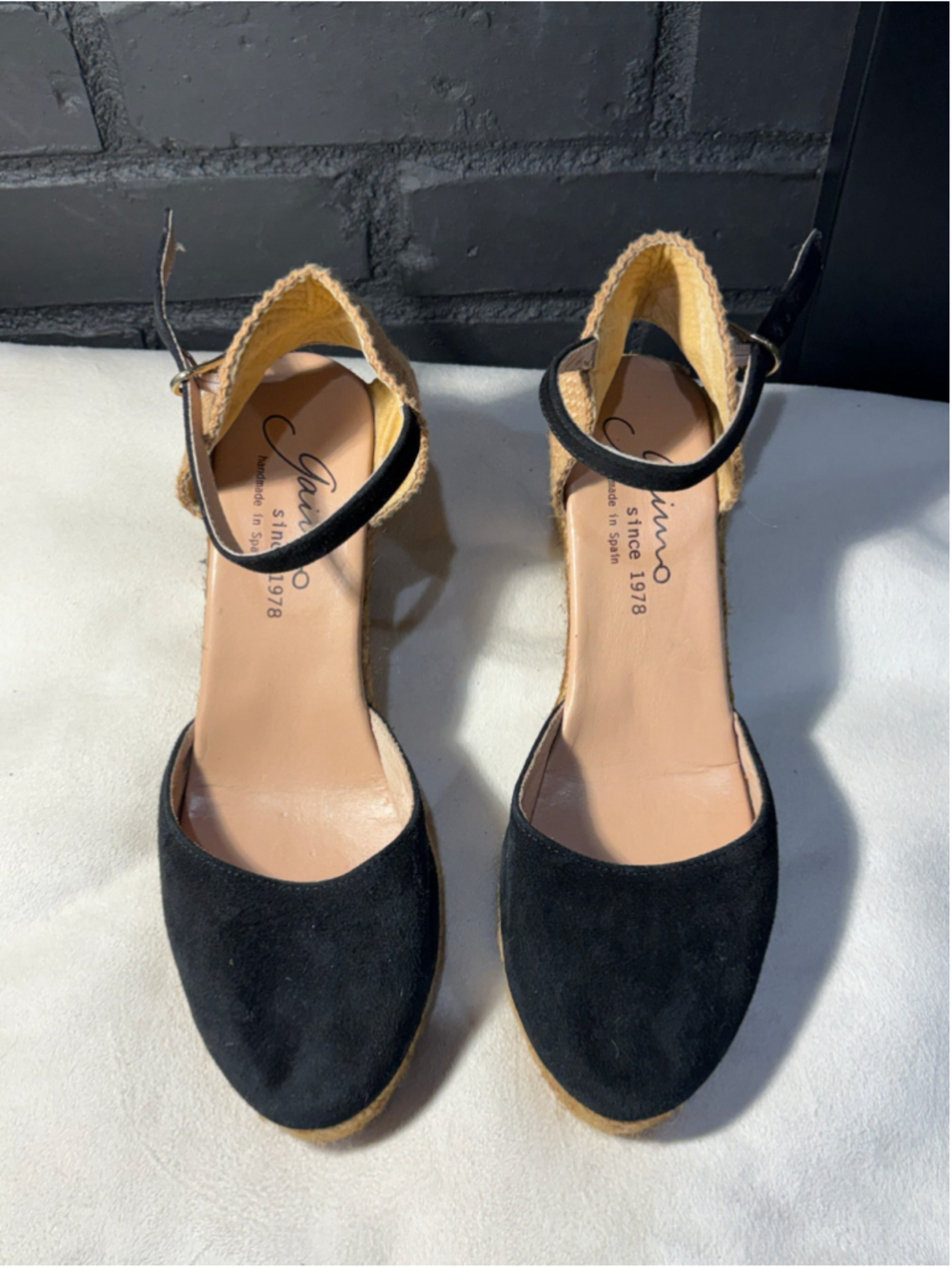 Women's Gaimo Espadrille Wedges Size 41/10 Black and Beige